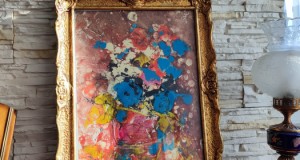 Monotypien Malerei signiert Ilie Ardeleanu Blumen in der Glasur